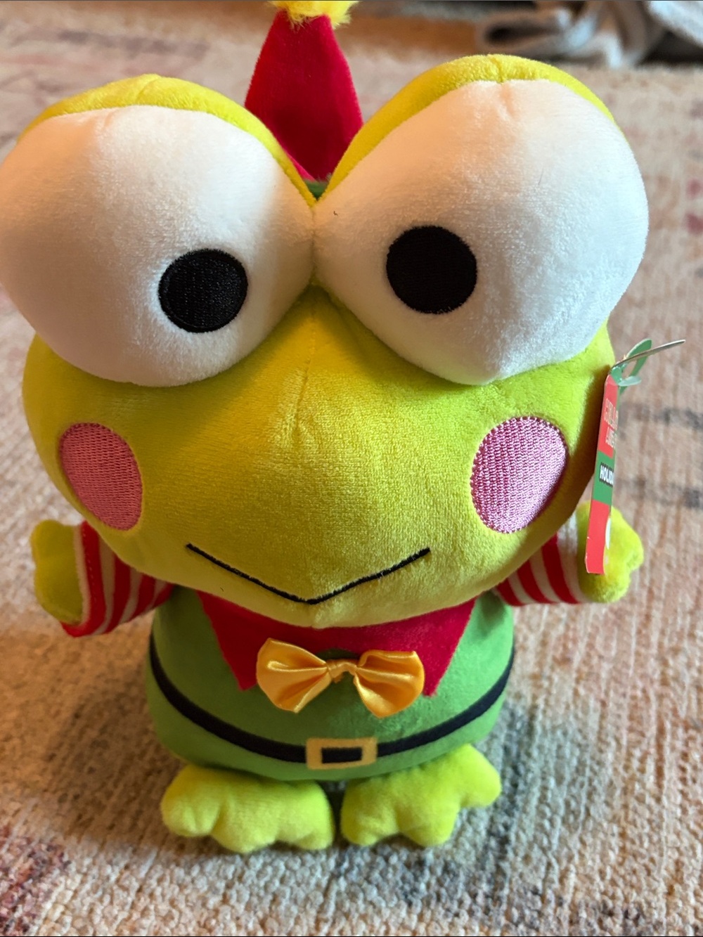 Sanrio Bright Green Frog Plush holiday Elf NWT Keroppi